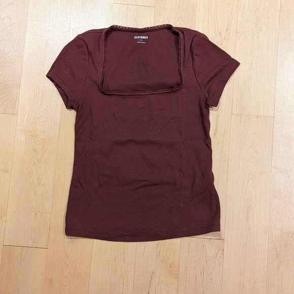 Burgundy square neck top - Picture 1 of 3
